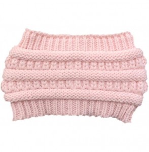 Skullies & Beanies Women Cable Knit Ear Muffs- Thick Crochet Ear Warmer Wide Headwrap Headband for Winter Teens Girls - Pink ...