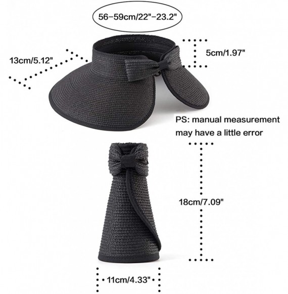 Visors Foldable Sun Visors for Women - Beach Hat Wide Brim Sun Hat Roll-Up Straw Hat - C018T4S3L5U