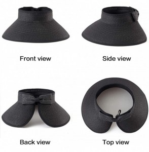 Visors Foldable Sun Visors for Women - Beach Hat Wide Brim Sun Hat Roll-Up Straw Hat - C018T4S3L5U