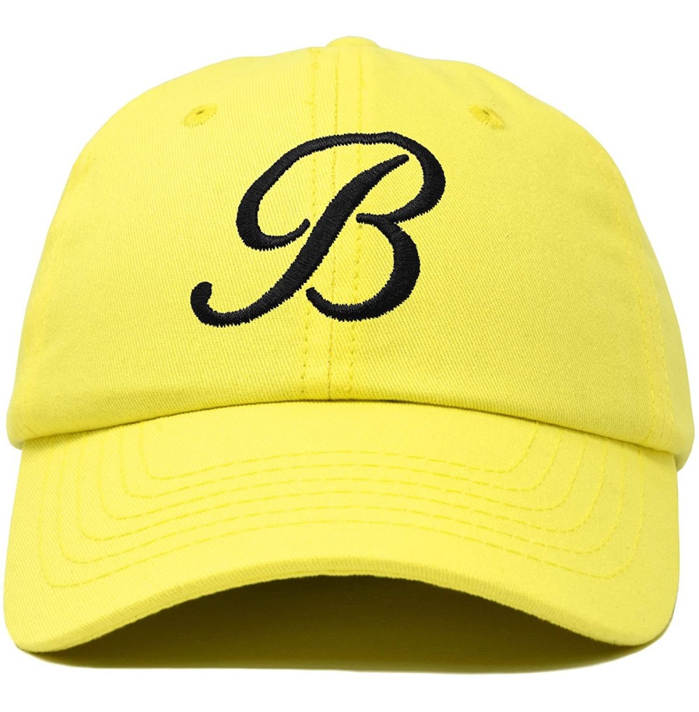 Baseball Caps Initial Hat Letter B Womens Baseball Cap Monogram Cursive Embroidered - Minion Yellow - CG18TTNIC4A