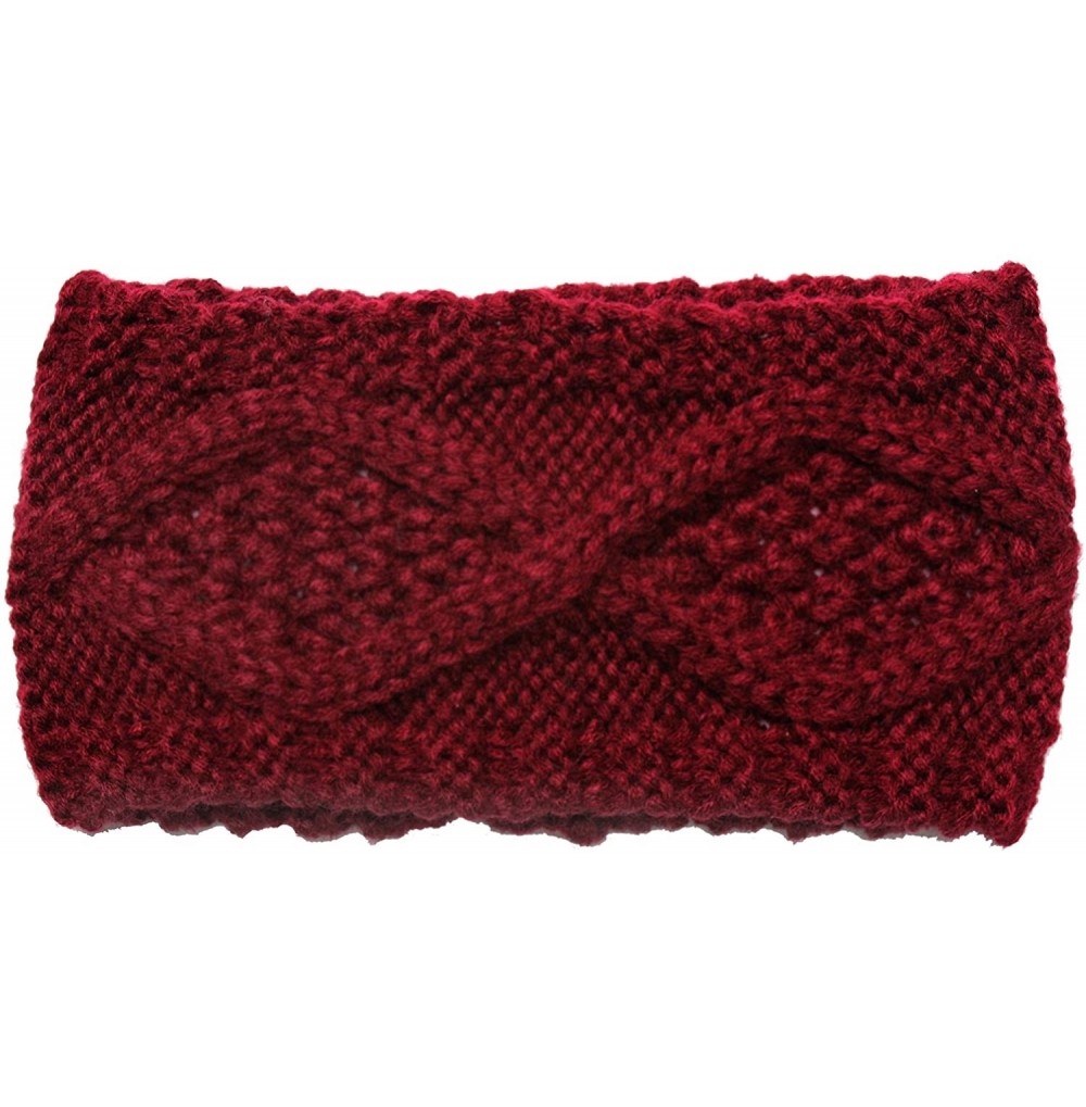 Skullies & Beanies 3 Pack Womens Winter Knit Headband & Hairband Ear Warmer & Beanies - 1 Pack - Wine - CE180R7SNZK