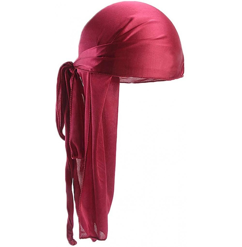 Sun Hats Unisex Silk Polyester Bandanna hat Sun hat- durag rag tailband Headgear Gift Trend Hair Band - Wine - CV18QOK8R8Z