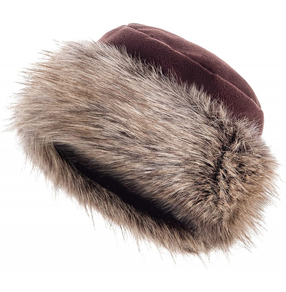 Bomber Hats Faux Fur Trimmed Winter Hat for Women - Classy Russian Hat with Fleece - Brown - Hazel Wolf - CZ12LWE91W7