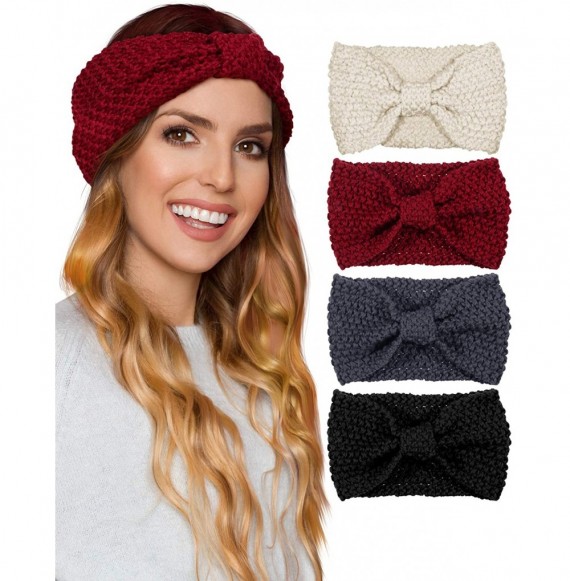 Cold Weather Headbands 4 Pieces Knit Headbands Braided Winter Headbands Ear Warmers Crochet Head Wraps for Women Girls - Styl...