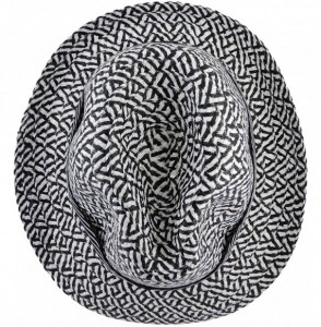Fedoras Silver Fever Patterned and Banded Fedora Hat - Black - CI12BWNO8UD