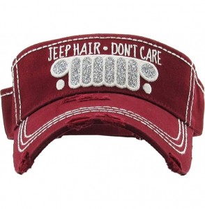 Baseball Caps Womens Baseball Cap High Ponytail Bun Half Visor Adjustable Athletic Hat - Jeep Hair Don't Care - Burgundy - CO...
