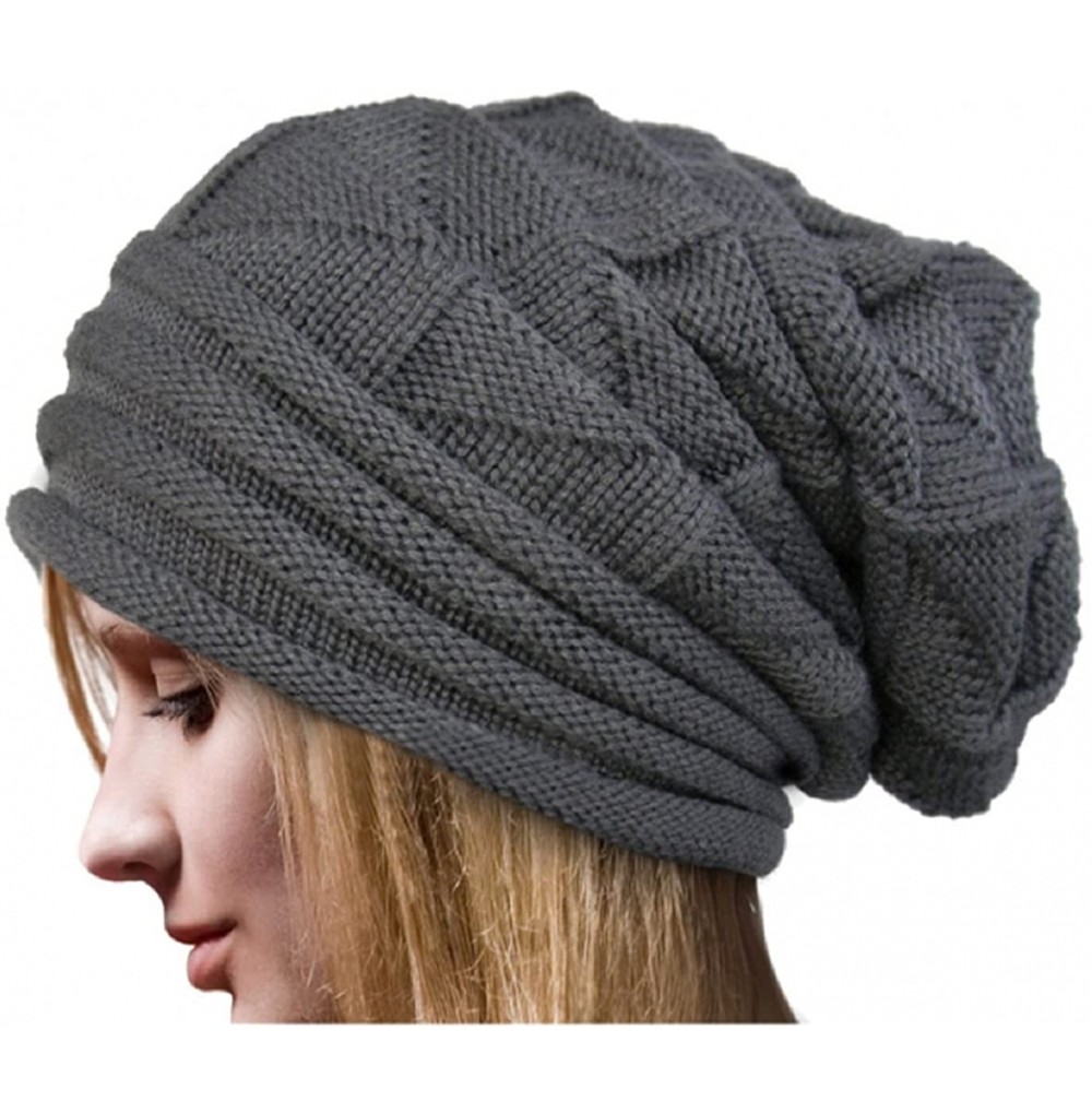 Skullies & Beanies Women Thick Slouchy Knit Beanie Cap Hat - Gray - C2129HIS67L