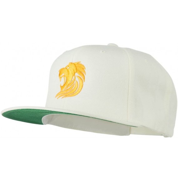 Baseball Caps Gold Lion Embroidered Wool Snapback Cap - Natural - CI11Q3T4AJZ