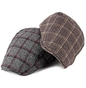 Newsboy Caps Men's Newsboy Gatsby Cabbie Hats Cotton Adjustable Driving Winter Hat - Red Plaid - CD18STLUADG