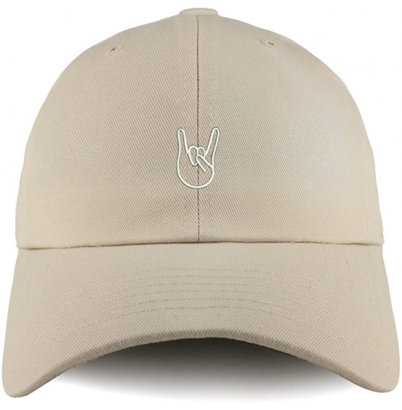 Baseball Caps Rock On Embroidered Low Profile Soft Cotton Dad Hat Cap - Beige - C318D55UCYU
