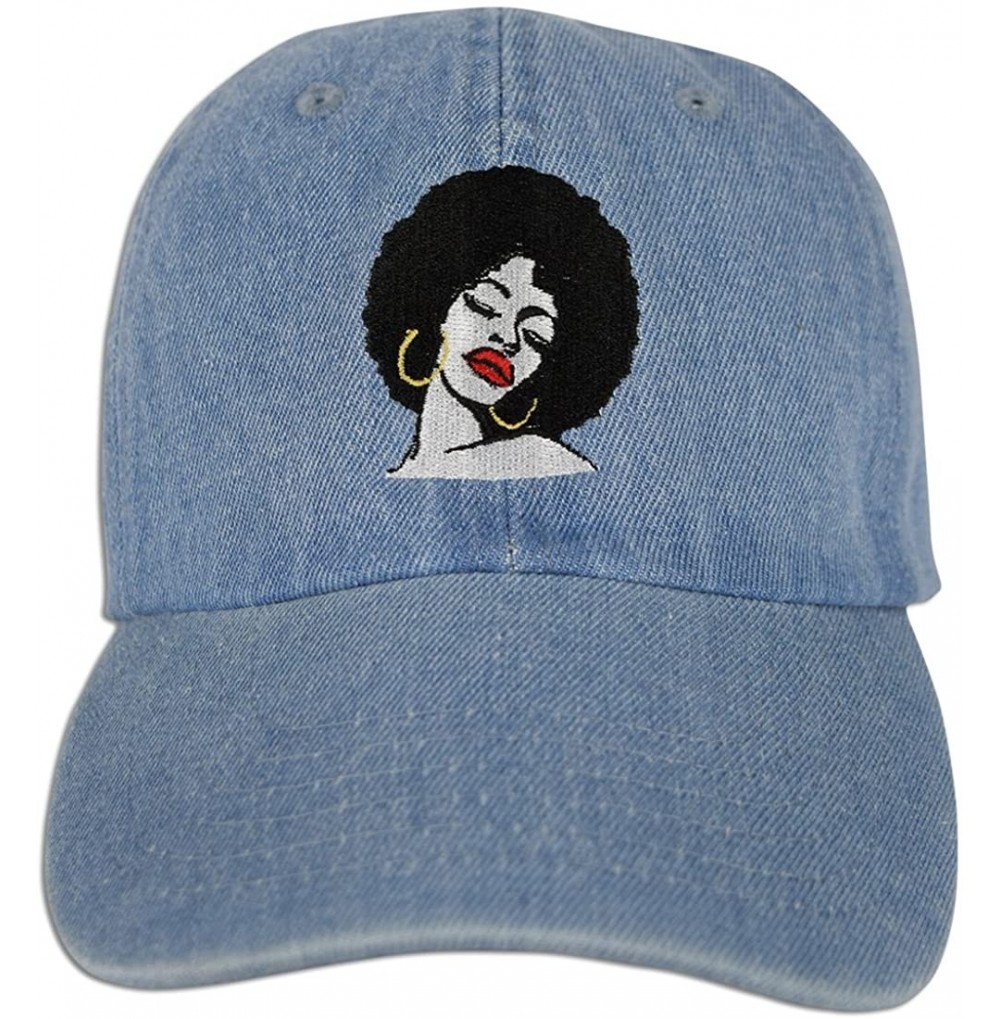 Baseball Caps Melanin Embroidered Dad Cap Hat Adjustable - L. Blue Denim - CM180U55Y70