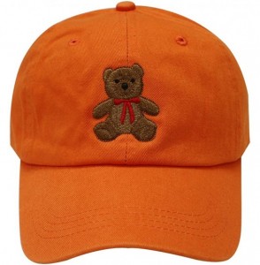 Baseball Caps Teddy Bear Cotton Baseball Cap - Orange - CK12LC6Z1VP