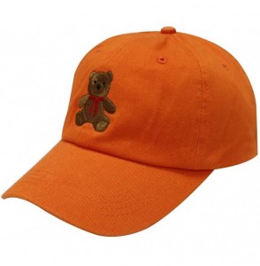 Baseball Caps Teddy Bear Cotton Baseball Cap - Orange - CK12LC6Z1VP