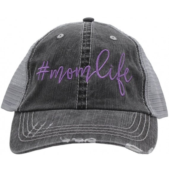 Baseball Caps Mom Life Momlife Momlife Glittering Trucker Style Baseball Cap Hat - Purple/Emb - CJ12O0CTD8H