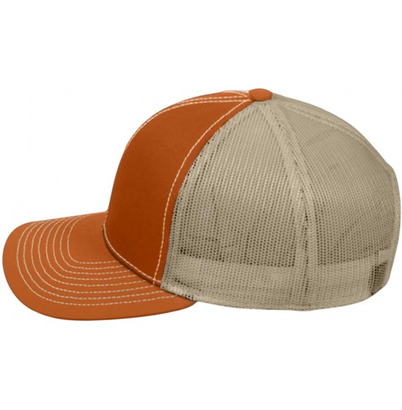 Baseball Caps Custom Trucker Mesh Back Hat Embroidered Your Own Text Curved Bill Outdoorcap - Burnt Orange/Tan - CC18K5QTX73