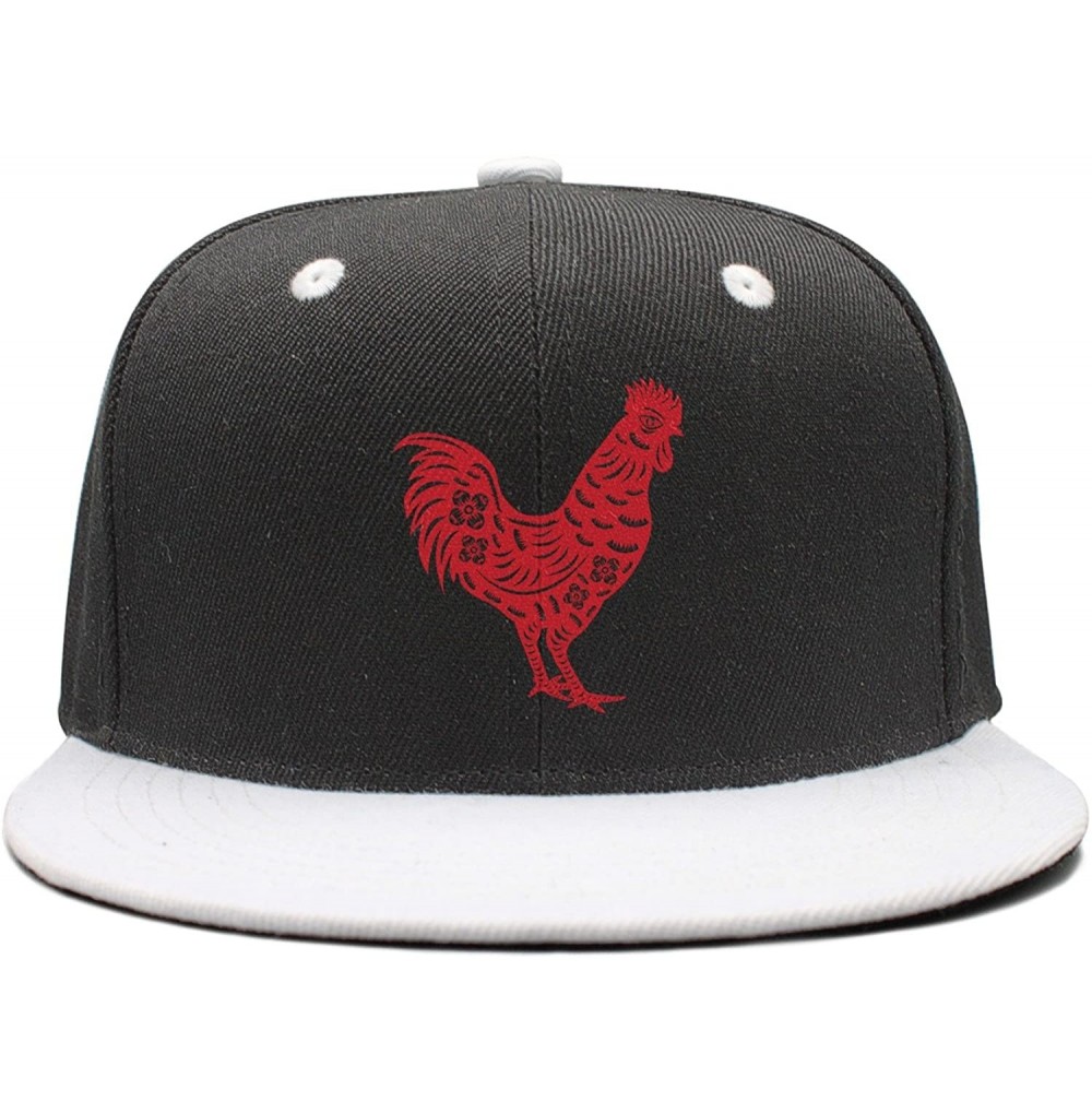 Baseball Caps Animal Rooster Papercut Unisex Hip-Hop Caps Vintage Snapbacks - White - C418D6MA0Z0