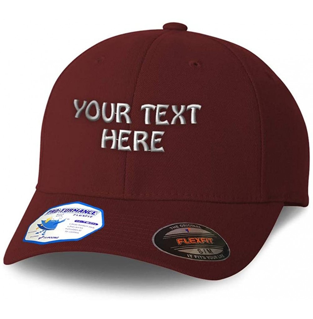 Baseball Caps Flexfit Hats for Men & Women Custom Personalized Text Dad Hats Baseball Cap - Burgundy - C3196G3I665