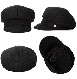 Newsboy Caps Womens Straw Visor Beret Newsboy Fashion Cap UV Sunhat Crushable - Black89346 - CC18SQMOWMR