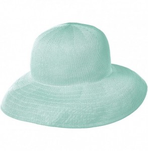 Sun Hats Women's Knitted Poly Straw Big Brim Hat - Turquoise - C4128M3TW6L