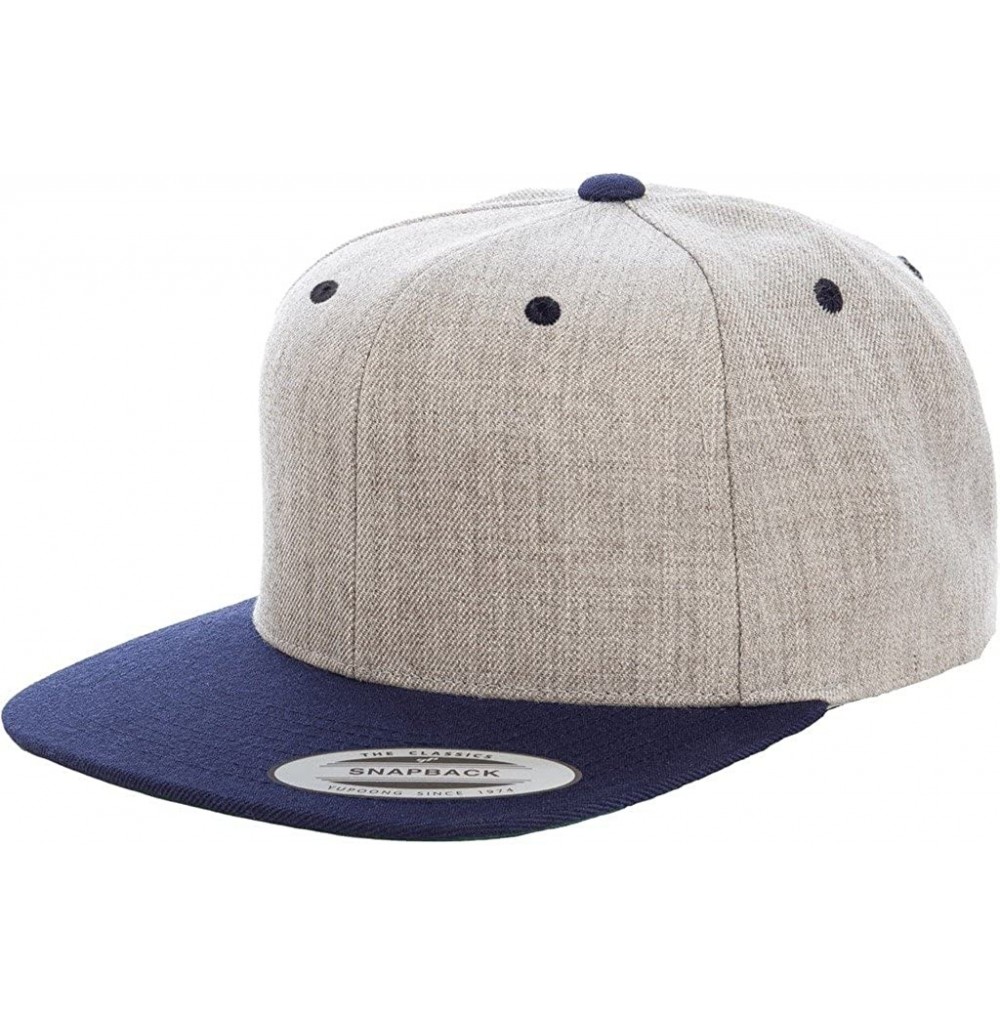 Baseball Caps Classic Snapback Pro-Style Wool Cap - Heather/Navy - CD12NA3IIME