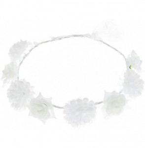 Headbands Women Flower Wreath Crown Floral Wedding Garland Headband Boho Festival Beach Party Hair Band - White2 - CC18NL3AT0D