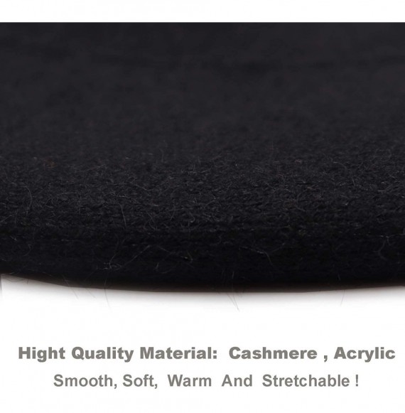 Berets French Beret Hat-Reversible Solid Color Cashmere Beret Cap for Womens Girls Lady Adults - Black - C518KGIGNHW