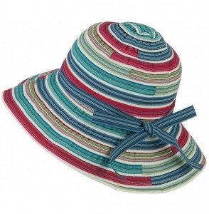 Bucket Hats Woman's Polyester Ribbon Sewn Braid Bucket Shaped Hat - Blue - C611JQNAG7Z