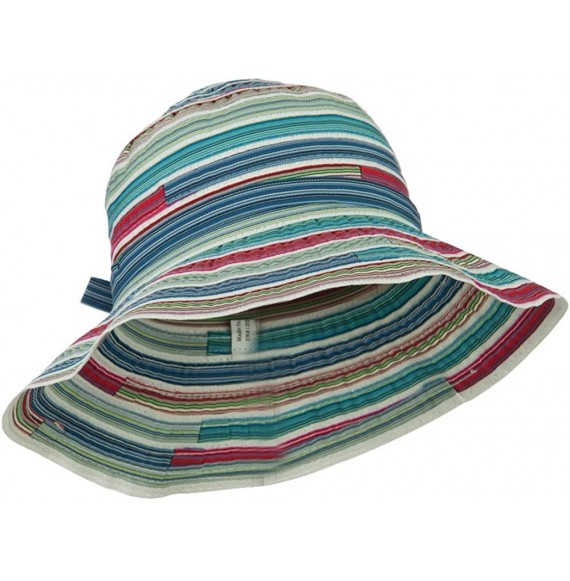 Bucket Hats Woman's Polyester Ribbon Sewn Braid Bucket Shaped Hat - Blue - C611JQNAG7Z