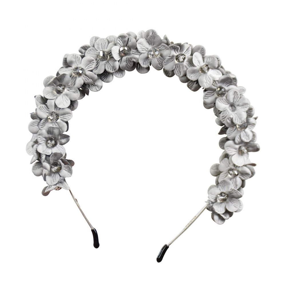 Headbands Small Flowers Full Wreath Headband - Grey - Grey - C4185EKXNUK