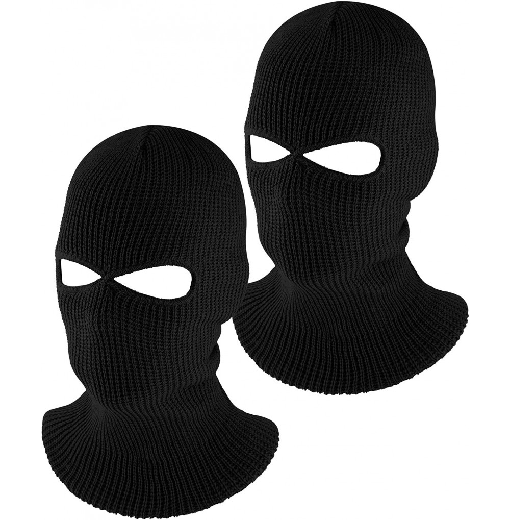 Balaclavas 2 Pieces Knitted Full Face Cover Ski Mask Winter Balaclava Face Mask for Adult Supplies - Black - CI18ZA73A2Y