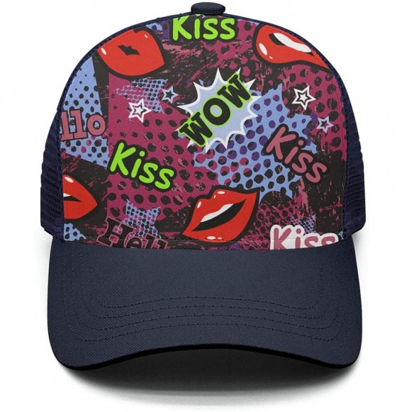 Baseball Caps Snapback Trucker Hats Kiribati Flag Unisex Adjustable Fashion Baseball Caps - Kiss Lips Grunge-2 - CN18S5M47U0