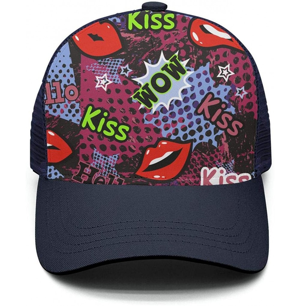 Baseball Caps Snapback Trucker Hats Kiribati Flag Unisex Adjustable Fashion Baseball Caps - Kiss Lips Grunge-2 - CN18S5M47U0