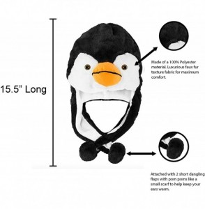 Skullies & Beanies Penguin Plush Animal Winter Ski Hat Beanie Aviator Style Winter (Short) Black/White - CW127ZPG18J