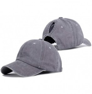 Baseball Caps Washed Mesh Ponytail Hat Distressed Women Baseball Cotton - Gray - CB18I2490YD