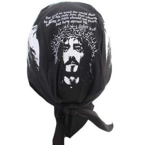 Skullies & Beanies Christian Doo-Rag with Sweatband Motorcycle Skull Cap Bikers Do-Bandana - John 3-16 Jesus Christ Crown of ...