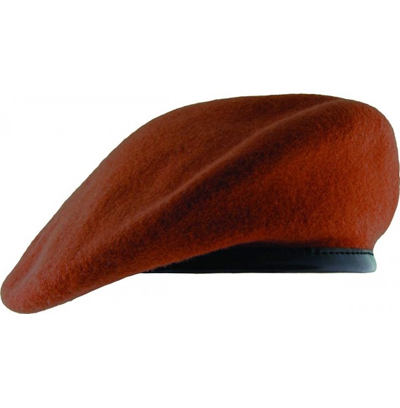 Berets Unlined Beret with Leather Sweatband - Multi-national Rust - C711WV032LD