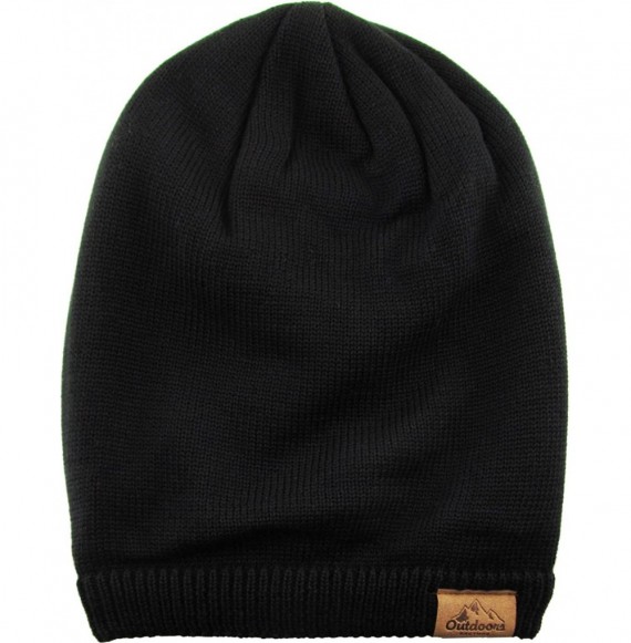 Skullies & Beanies Super Warm Slouchy Fleeced Long Beanie Warm Fur Lined Winter Knit Hat Thick Skull Cap - CP18GL8CEYK