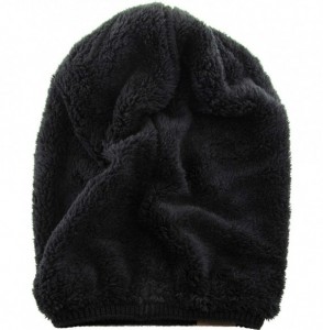 Skullies & Beanies Super Warm Slouchy Fleeced Long Beanie Warm Fur Lined Winter Knit Hat Thick Skull Cap - CP18GL8CEYK