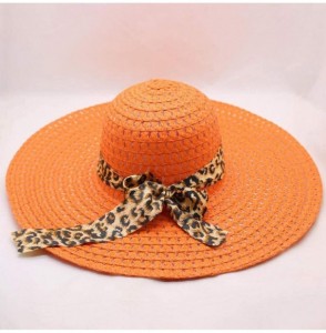 Sun Hats Beach Cap Women Print Two-Side Big Brim Straw Hat Sun Floppy Wide Brim Hats - Orange - CG18QKRTKOM
