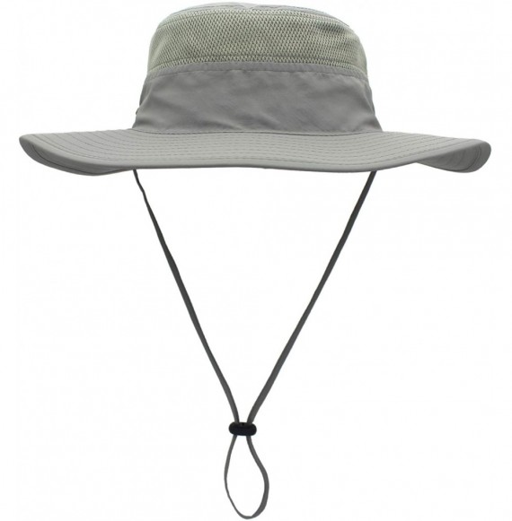 Bucket Hats Wide Brim Sun Hat Mesh Bucket Hat Lightweight Bonnie Hat Perfect for Outdoor Activities - Light Grey - CL18E85ILGX
