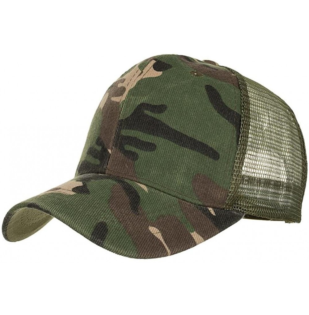 Baseball Caps Men Women Camouflage Mesh Hat Trucker Cap Vintage Men Women Baseball Cap - Army Green - CE18DI0K9L7