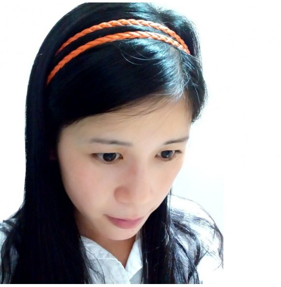 Headbands Fashion Women Girls Leather Woven Hair Band Double Braided Headband (black) - black - C311S3Q4K79