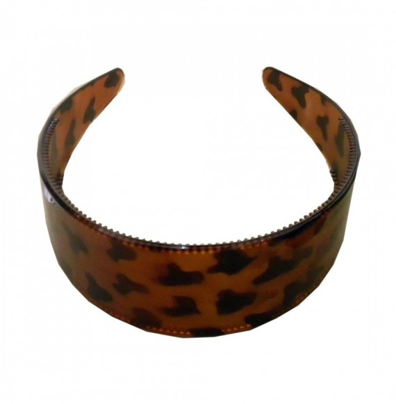 Headbands Tortoise Shell 2 Inch Wide Headband Brown Hair Band with Teeth (Keshet Accessories) - CL11J3IEQMF