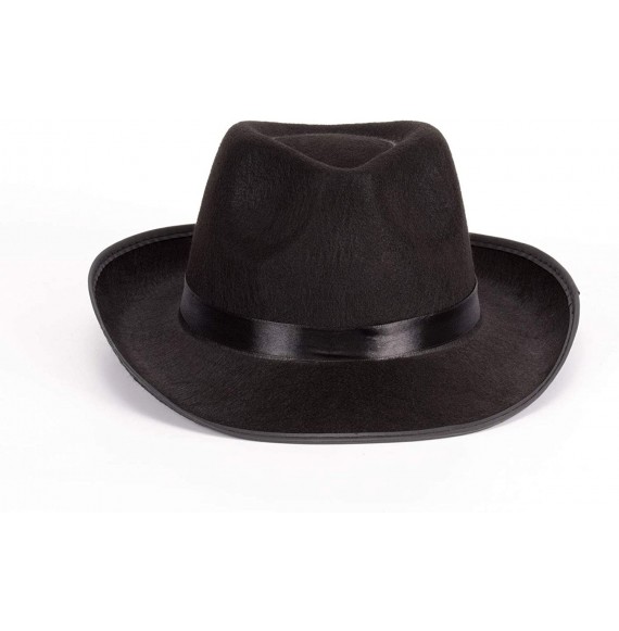Fedoras Adult Deluxe Black Felt Godfather Gangster Mobster Gentleman Fedora Hat - C318TD2WT4R