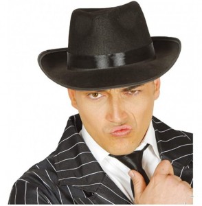 Fedoras Adult Deluxe Black Felt Godfather Gangster Mobster Gentleman Fedora Hat - C318TD2WT4R