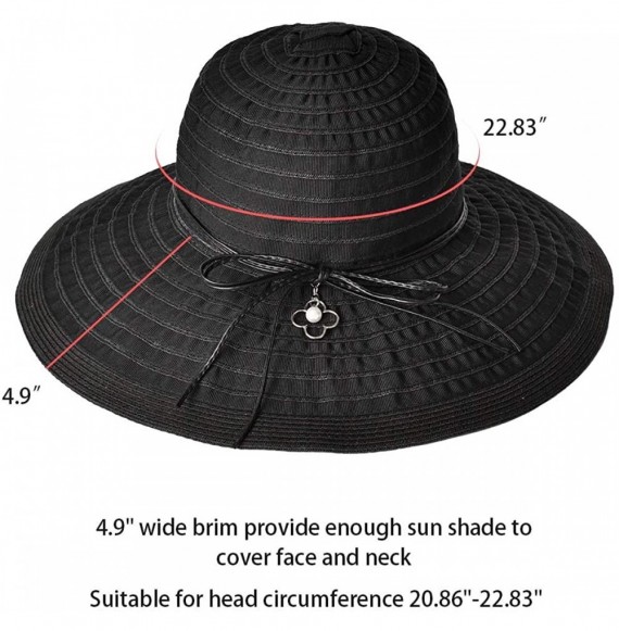 Sun Hats Sun Protection Hats for Women Wide Brim Floopy Beach Hat Packable Bucket Cap with Chin Strap - CX18NTKSG8X