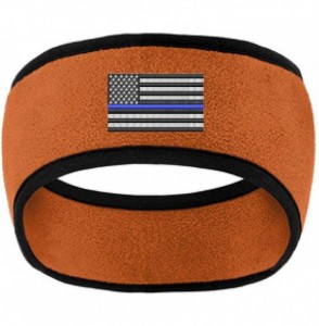 Cold Weather Headbands Thin Blue Line American Flag Police Law Enforcement 2 Tone Fleece Headband - COLOR CHOICE - Orange - C...