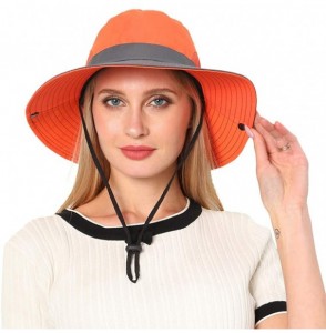 Sun Hats Womens Outdoor Sun Hat UV Protection Foldable Mesh Wide Brim Summer Beach Fishing Cap - Orange - C718TM073HI