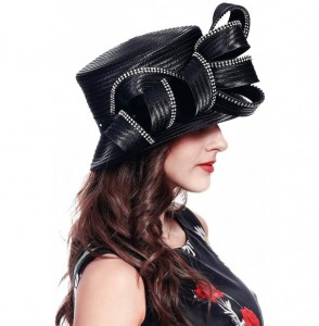Sun Hats Church Hats for Women Tea Party Dress Hat for Ladies - Rhinestone-black - C0180KXYZ6N