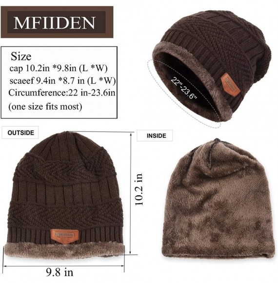 Skullies & Beanies Winter Beanie hat- Warm Knit Hat Thick Fleece Lined Winter Hat for Men Women - Coffee - CR18X7XX2QO